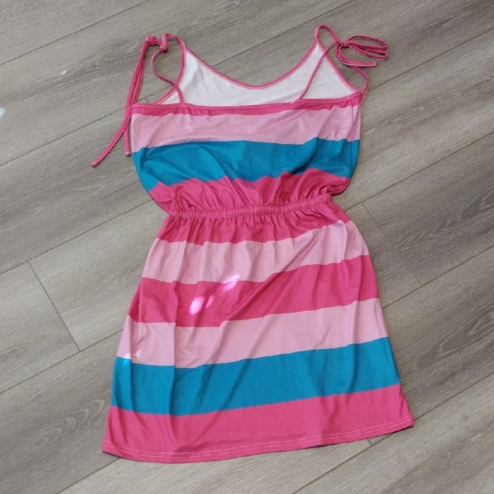 Pink and Blue Striped Sleeveless Dress - Picture 7 of 9